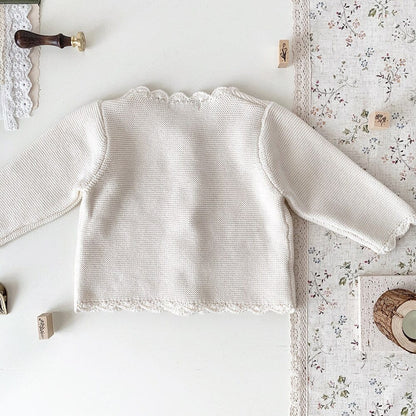 カーディガン・パーカー ベビー キッズ くるみボタン ニット カーディガン ジャケット ガールズ