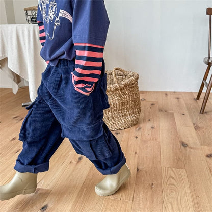 ロングパンツ・スウェットパンツ キッズ コーデュロイ ポケット カーゴパンツ ボーイズ