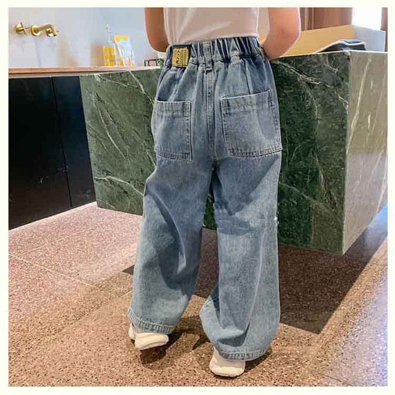 デニムパンツ ☺︎ キッズ デニム ダメージ ワイド ルーズ パンツ ジーンズ ジーパン ガールズ