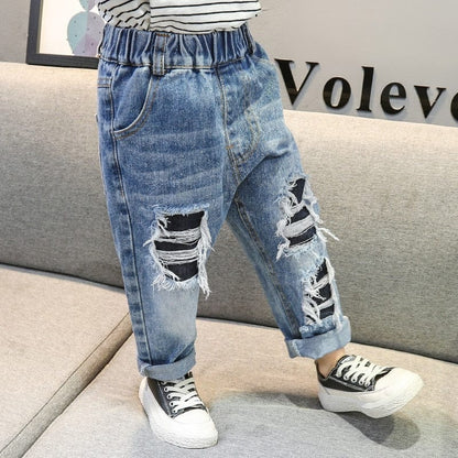 デニムパンツ キッズ ダメージ加工 デニム ルーズ パンツ ジーンズ ジーパン ボーイズ