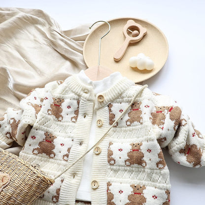 カーディガン・パーカー ベビー キッズ ニット くま ベア カーディガン ジャケット ユニセックス