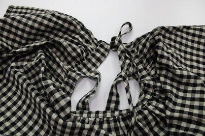 ノースリーブワンピース キッズ チェック エプロン ドレス