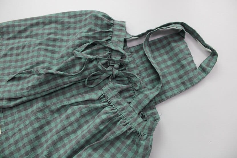 ノースリーブワンピース キッズ チェック エプロン ドレス