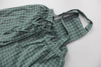 ノースリーブワンピース キッズ チェック エプロン ドレス