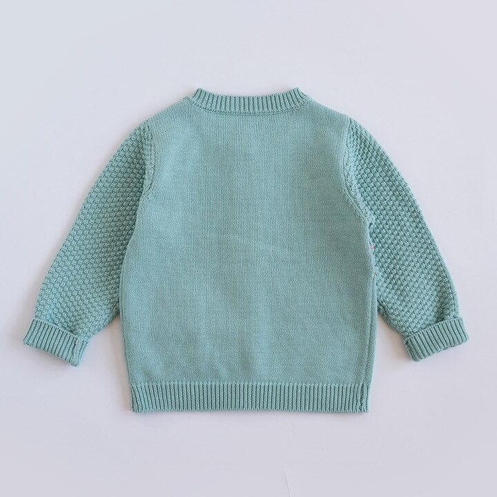 カーディガン・パーカー キッズ うさぎ レインボー 刺繍 ニット ポケット カーディガン グリーン ガールズ