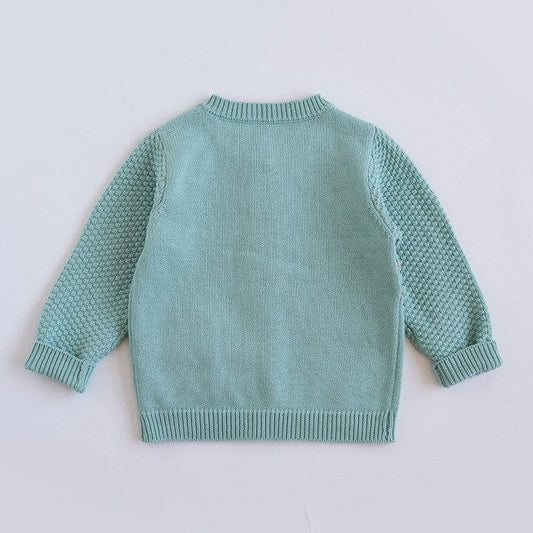 カーディガン・パーカー キッズ うさぎ レインボー 刺繍 ニット ポケット カーディガン グリーン ガールズ