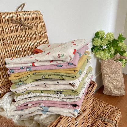 長袖セットアップ キッズ プリント 長袖 パジャマ セット くま ベア チェック フラワー ライオン 恐竜 ユニセックス