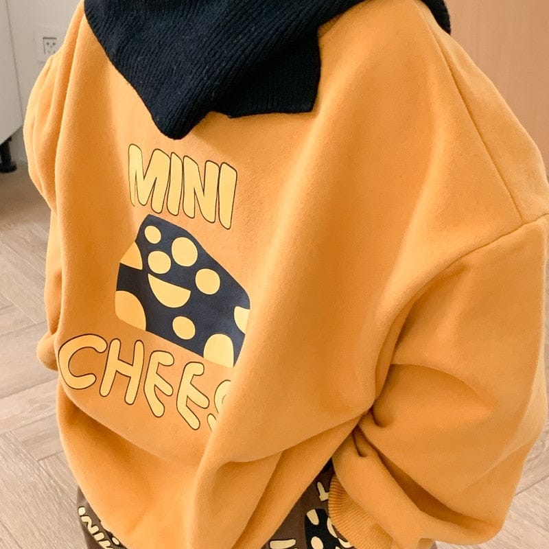 トレーナー・フーディ キッズ チーズ プリント 長袖 スウェット トレーナー スカート パンツ リンク 兄弟 姉妹 お揃い コーデ