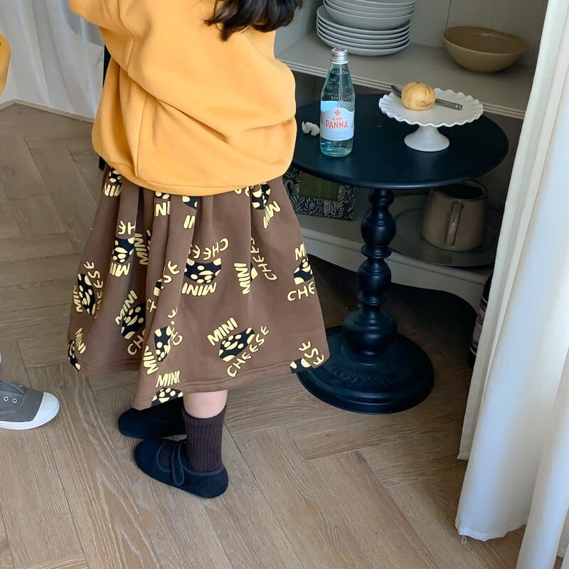 トレーナー・フーディ キッズ チーズ プリント 長袖 スウェット トレーナー スカート パンツ リンク 兄弟 姉妹 お揃い コーデ