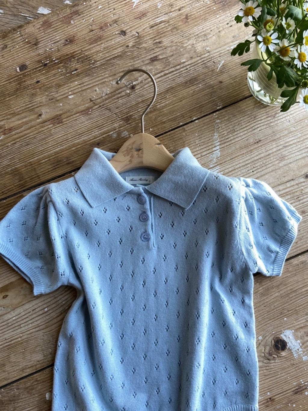 半袖ロンパース ベビー サマー レースニット ポロ襟 半袖 ポロシャツ ロンパース アプリコット ライトパープル ブルー ユニセックス