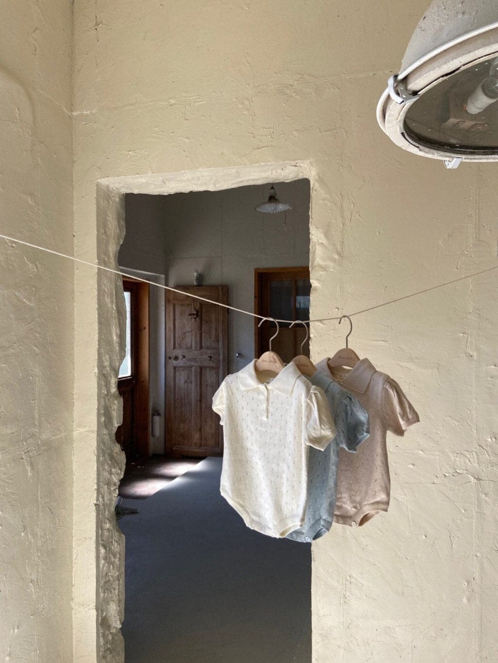 半袖ロンパース ベビー サマー レースニット ポロ襟 半袖 ポロシャツ ロンパース アプリコット ライトパープル ブルー ユニセックス