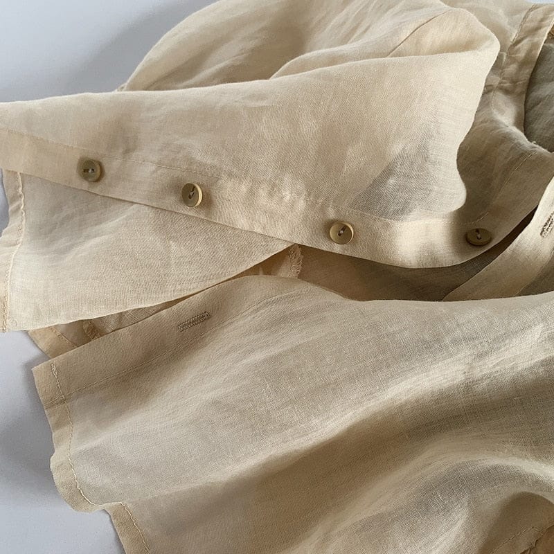 長袖シャツ・ブラウス キッズ コットンリネン 長袖 薄手 ルーズ シャツ ブラウス 日除け クーラー対策 アプリコットベージュ カーキグリーン ユニセックス