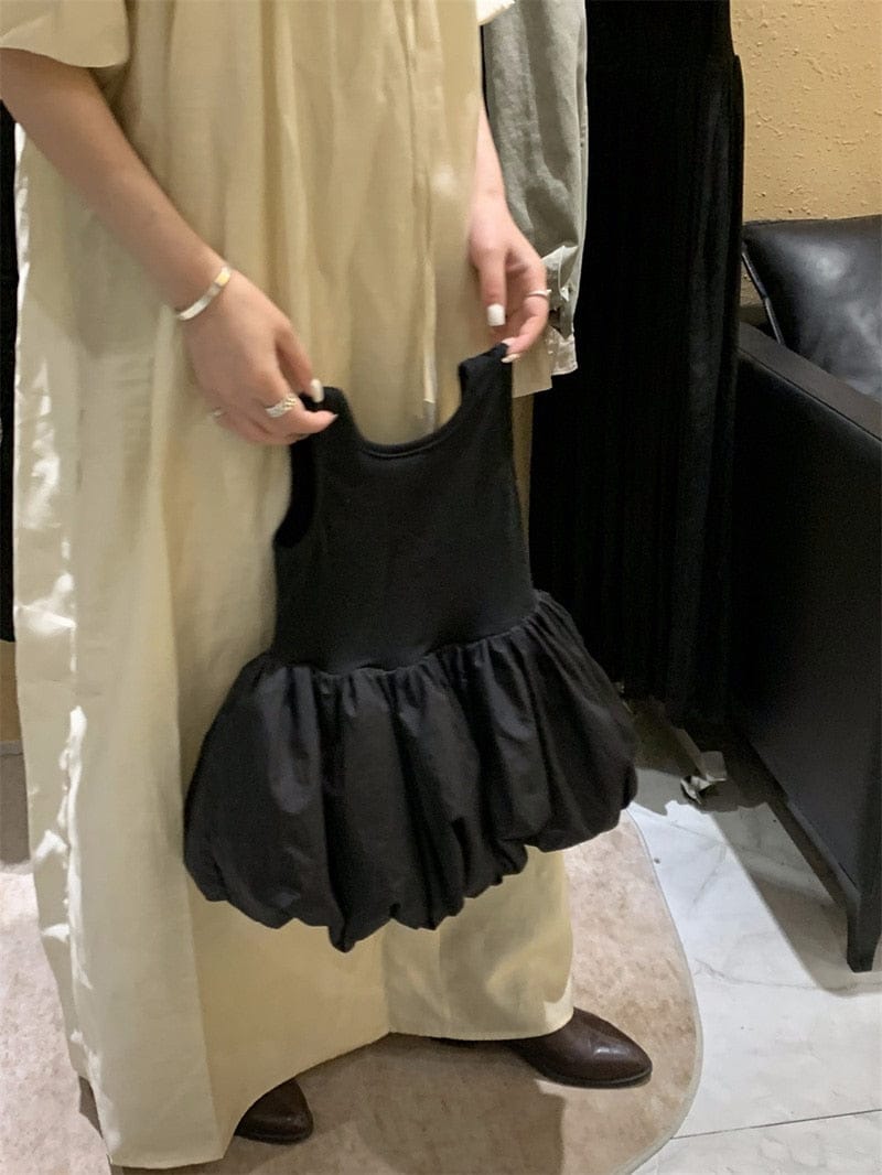 ノースリーブワンピース キッズ ノースリーブ バッククロス バルーンスカート ワンピース サマードレス ブラック ガールズ