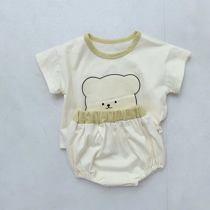 ノースリーブセットアップ 1126white / 3-6M 66cm ベビーセットアップ 2点セット タンクトップ+ショートパンツ レモン/バナナプリント 2カラー【mh0006141】