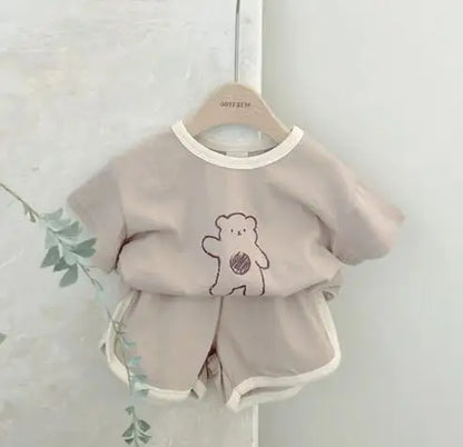 ノースリーブセットアップ 1135coffee / 3-6M 66cm ベビーセットアップ 2点セット タンクトップ+ショートパンツ レモン/バナナプリント 2カラー【mh0006141】