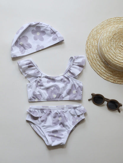ベビー用水着 キッズ 水着 フラワー 花柄 ノースリーブ ワンピース ビキニ セパレート 帽子 セット スイムウェア 14スタイル ガールズ【mh0002216】
