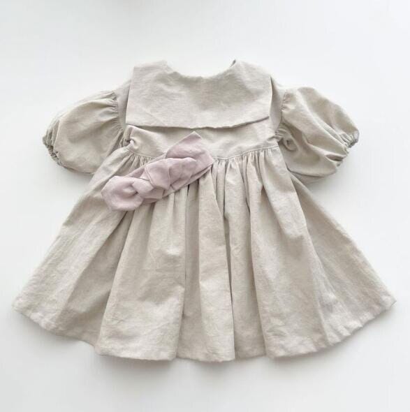 半袖ワンピース キッズ セーラーカラー 半袖 パフスリーブ お出かけ ワンピース ガールズ 1866C