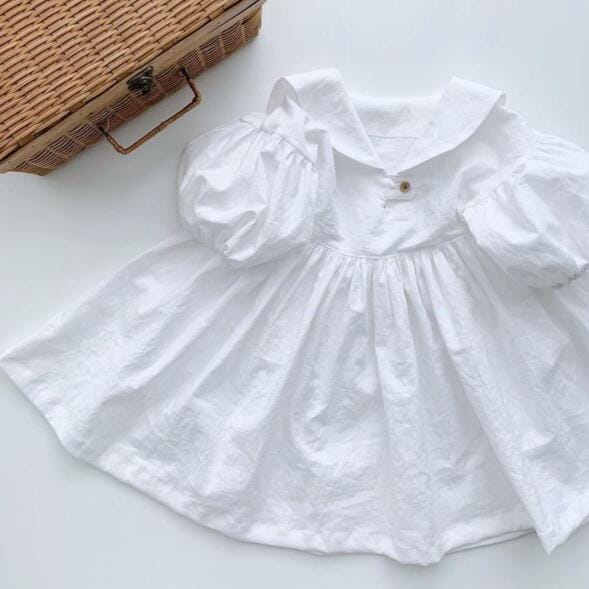半袖ワンピース キッズ セーラーカラー 半袖 パフスリーブ お出かけ ワンピース ガールズ 1866C