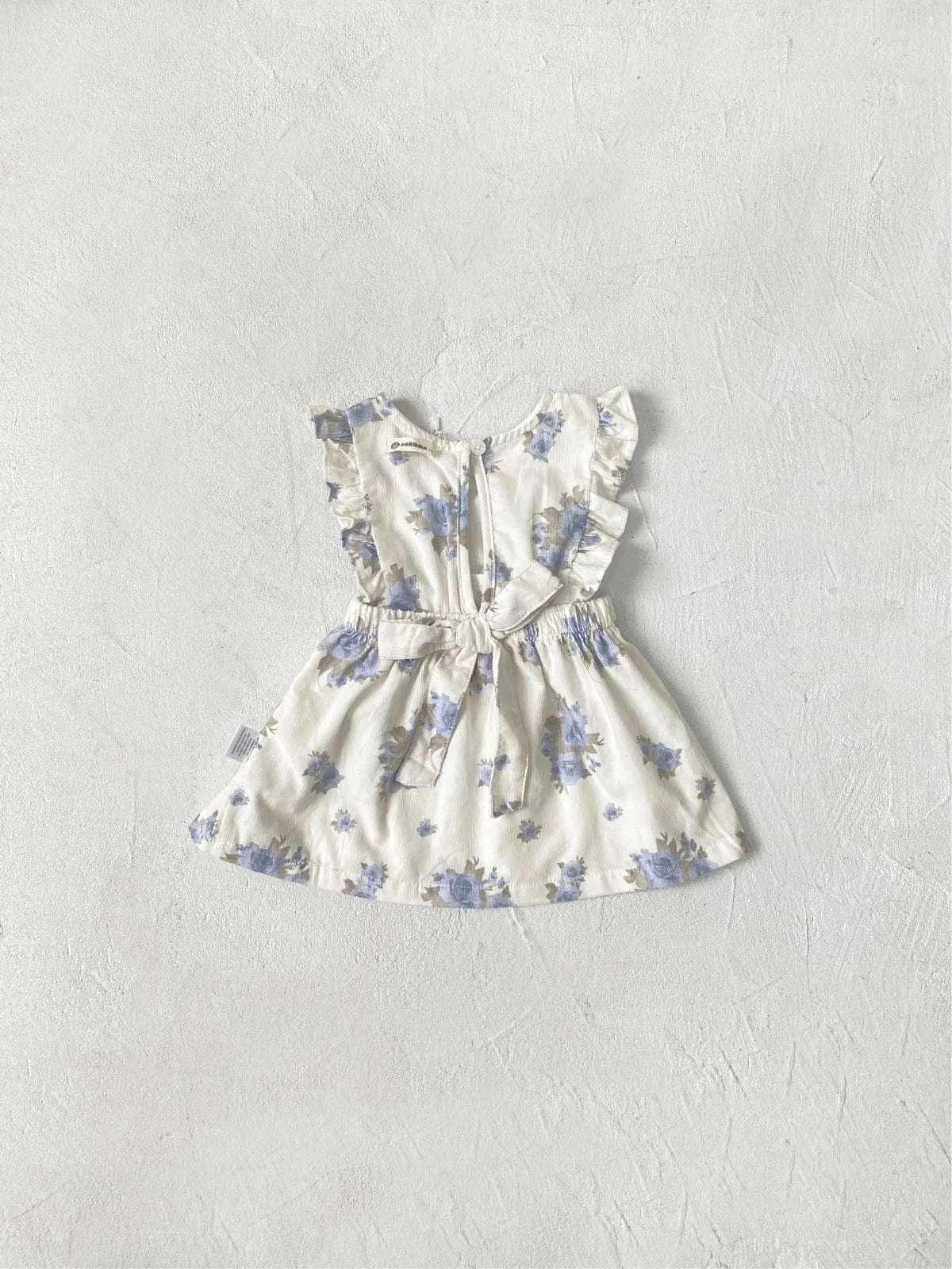 ノースリーブワンピース ベビーワンピース フラワープリントフリルショルダーノースリーブコーデュロイエプロンドレスワンピース 2カラー