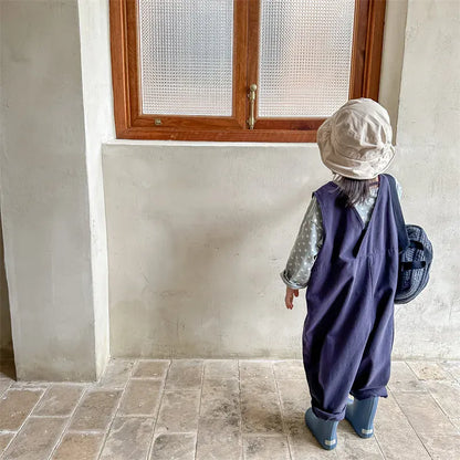 ノースリーブジャンプスーツ キッズジャンプスーツ ダイヤ刺繍ワンポイントノースリーブオーバーオール 2カラー