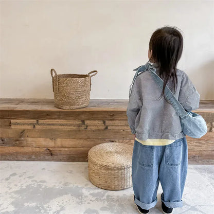 デニムパンツ キッズパンツ ルーズワイドデニムパンツ ジーンズ 2カラー