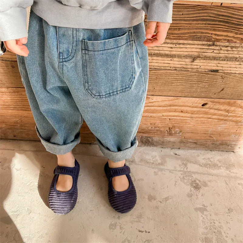 デニムパンツ キッズパンツ ルーズワイドデニムパンツ ジーンズ 2カラー