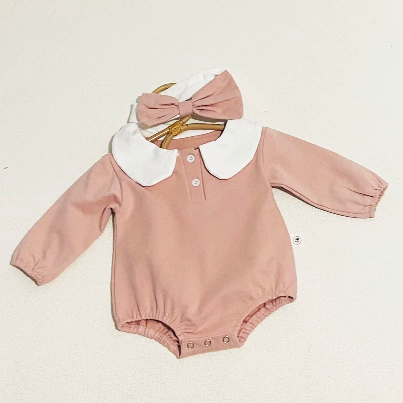 長袖ロンパース ベビーロンパース 襟付き長袖ボディスーツ 2カラー