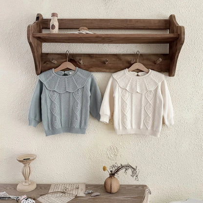 ニット・セーター キッズトップス ニットビッグサークル襟セータートップス 2カラー