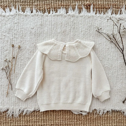 ニット・セーター キッズトップス ニットビッグサークル襟セータートップス 2カラー