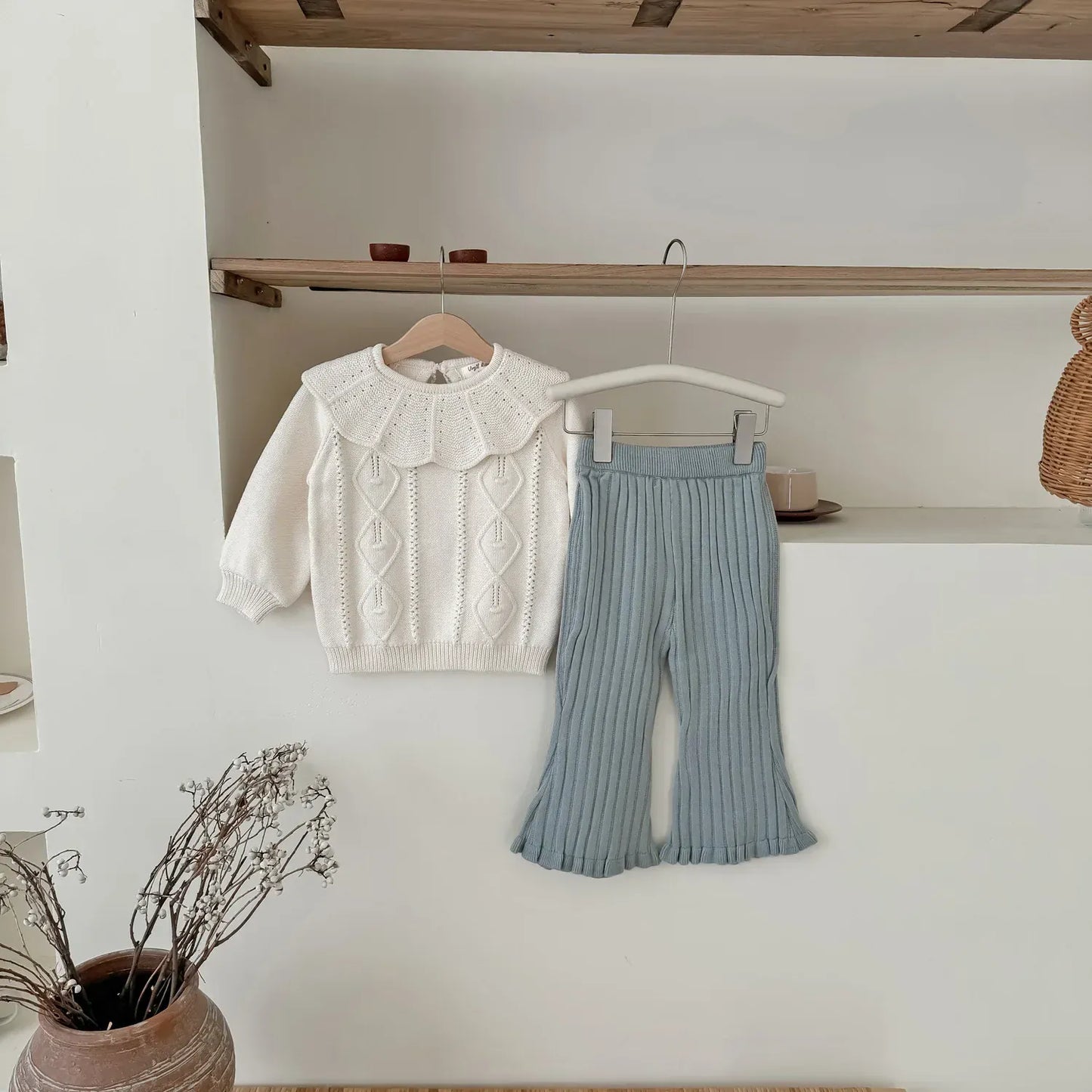 ニット・セーター キッズトップス ニットビッグサークル襟セータートップス 2カラー