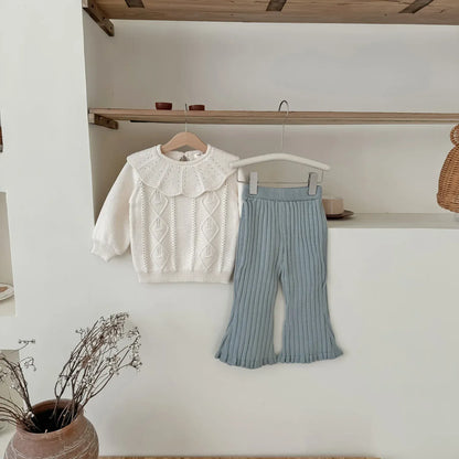 ニット・セーター キッズトップス ニットビッグサークル襟セータートップス 2カラー