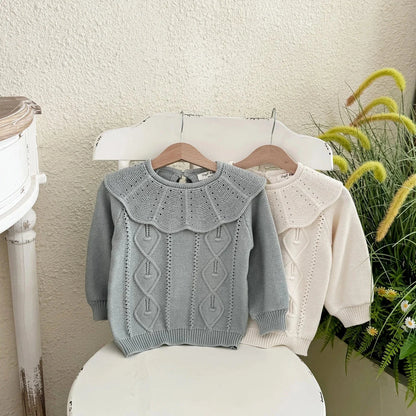 ニット・セーター キッズトップス ニットビッグサークル襟セータートップス 2カラー
