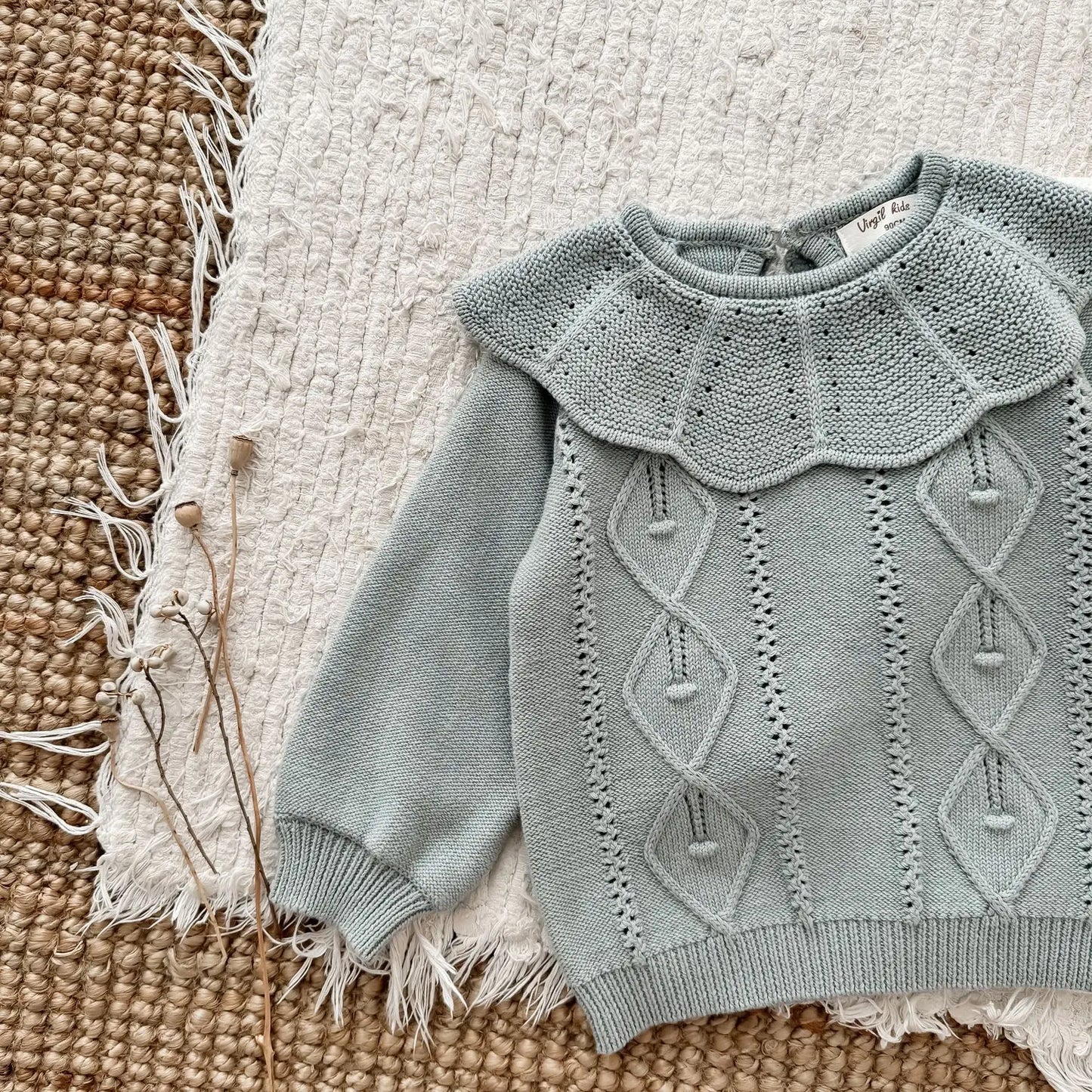 ニット・セーター キッズトップス ニットビッグサークル襟セータートップス 2カラー