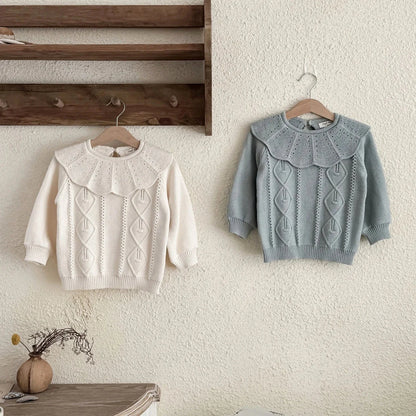 ニット・セーター キッズトップス ニットビッグサークル襟セータートップス 2カラー