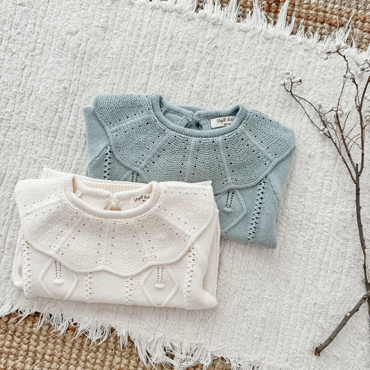 ニット・セーター キッズトップス ニットビッグサークル襟セータートップス 2カラー