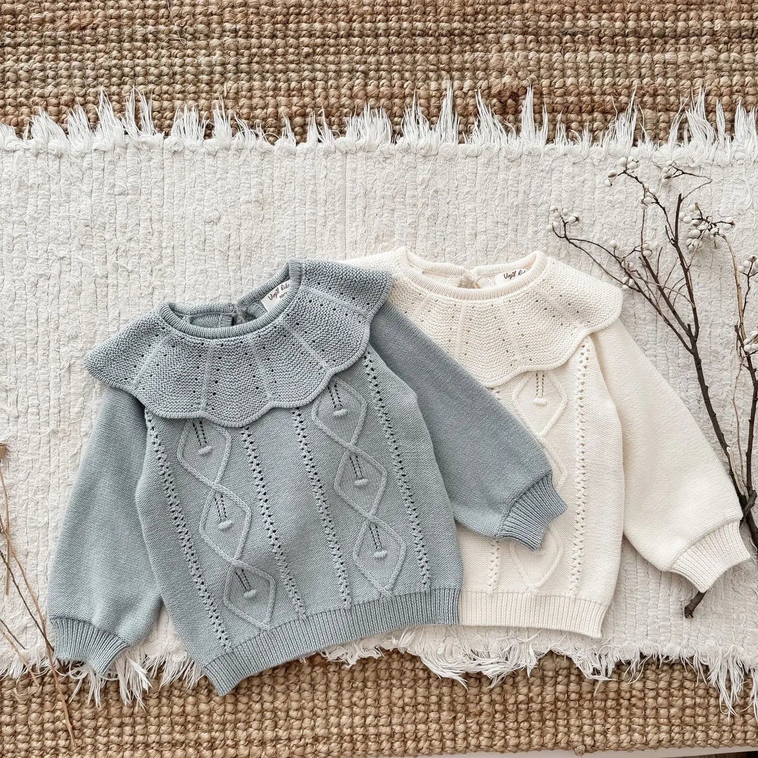 ニット・セーター キッズトップス ニットビッグサークル襟セータートップス 2カラー