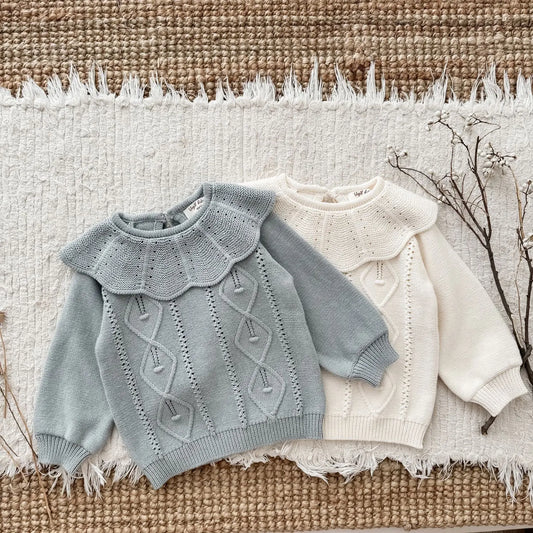 ニット・セーター キッズトップス ニットビッグサークル襟セータートップス 2カラー