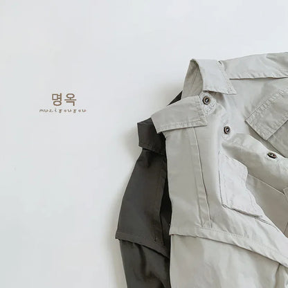 長袖シャツ・ブラウス キッズトップス 長袖シャツ ワークシャツ ポケット 2カラー