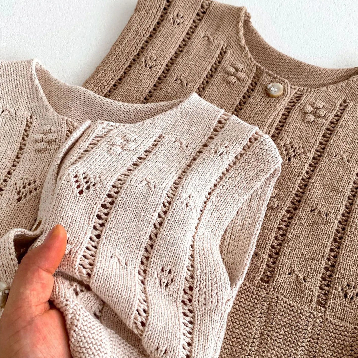 ベスト キッズベスト レースニット 前あきショートベスト 2カラー