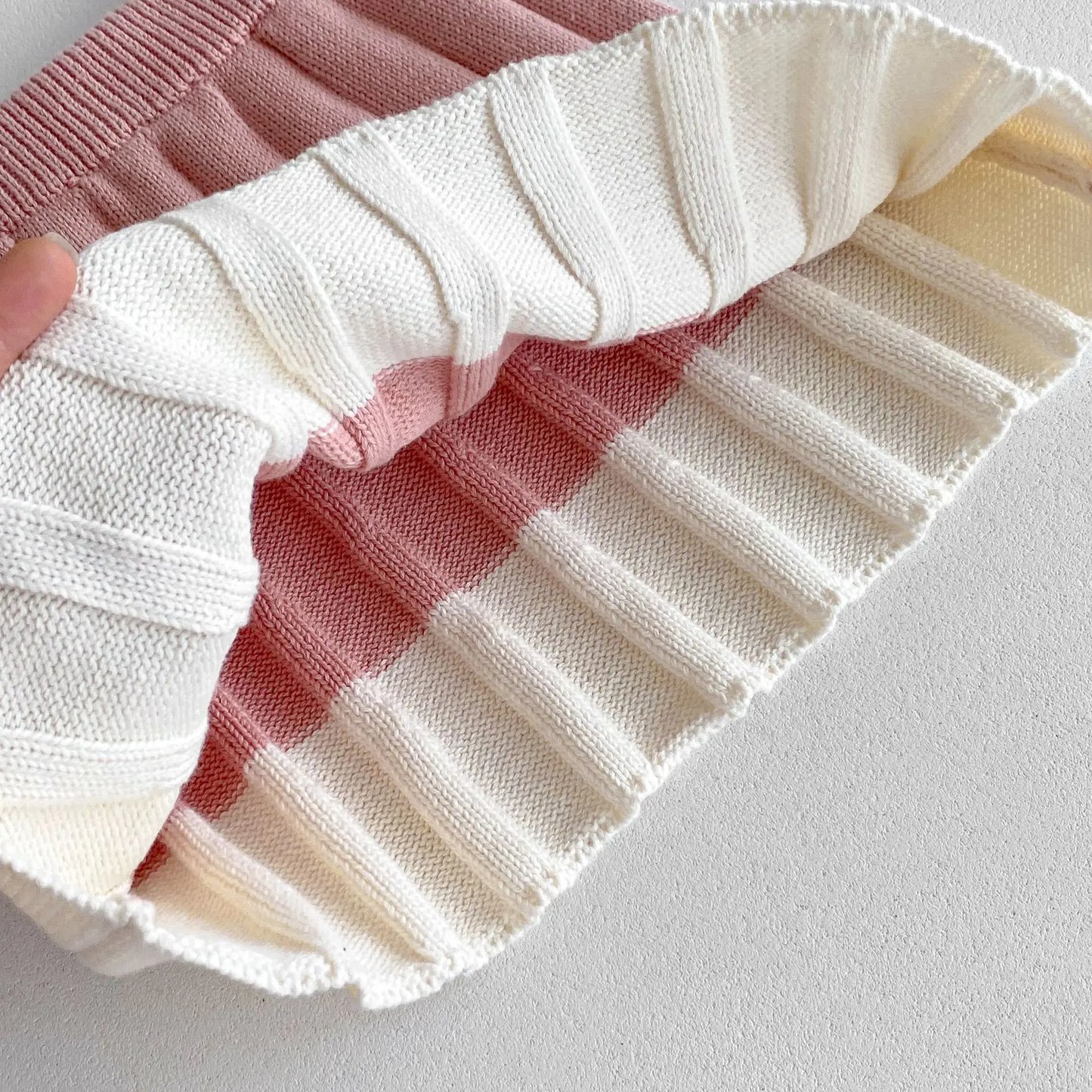 長袖セットアップ キッズトップス/スカート ニットフリル襟セーター/ニットプリーツスカート 2カラー