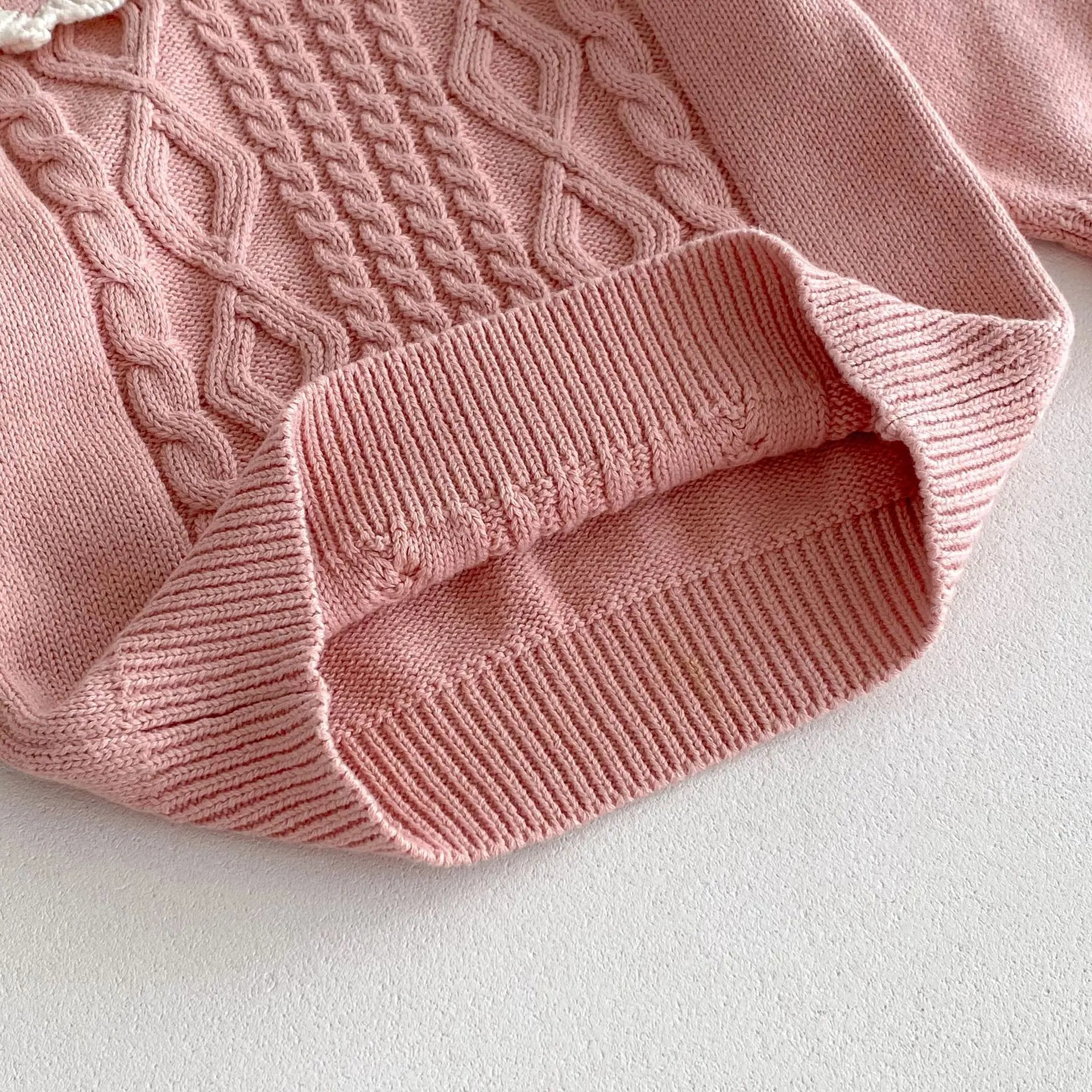 長袖セットアップ キッズトップス/スカート ニットフリル襟セーター/ニットプリーツスカート 2カラー