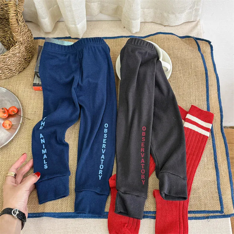 レギンスパンツ キッズパンツ レギンスパンツ レターロゴプリント 2カラー