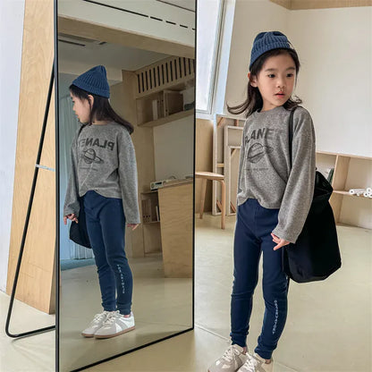 レギンスパンツ キッズパンツ レギンスパンツ レターロゴプリント 2カラー