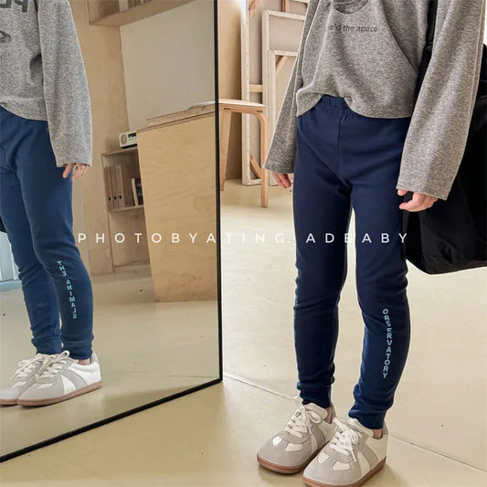 レギンスパンツ キッズパンツ レギンスパンツ レターロゴプリント 2カラー