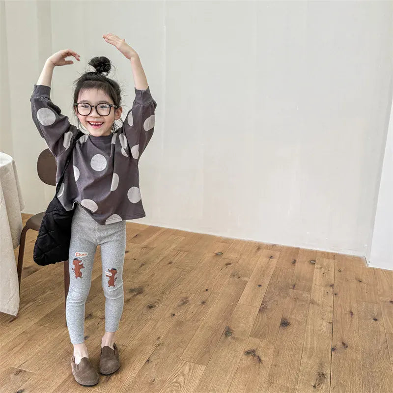 レギンスパンツ キッズパンツ レギンスパンツ 犬ドッグプリント 2カラー