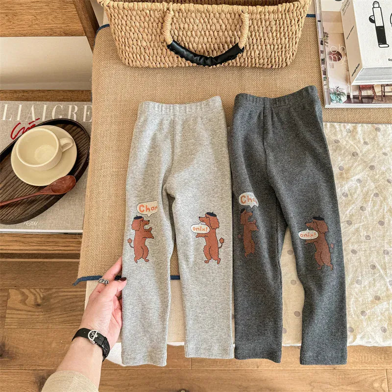 レギンスパンツ キッズパンツ レギンスパンツ 犬ドッグプリント 2カラー