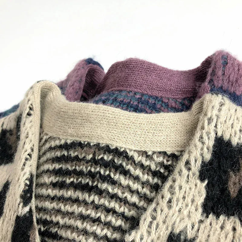 カーディガン・パーカー キッズカーディガン ニット ざっくりジャケット レオパード 2カラー