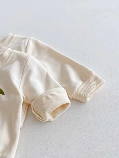 長袖セットアップ ベビーキッズセットアップ 2点セット スウェットシャツ+スウェットパンツ レモン/オレンジプリント