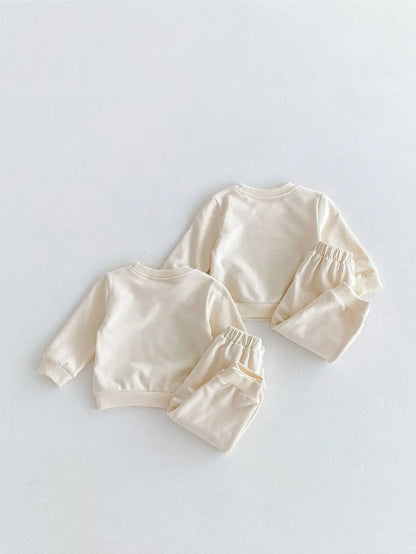 長袖セットアップ ベビーキッズセットアップ 2点セット スウェットシャツ+スウェットパンツ レモン/オレンジプリント