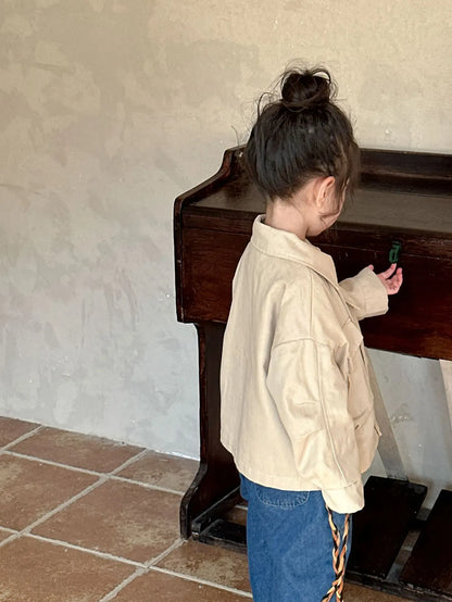 ショートコート・ジャケット・ジャンパー キッズアウター 襟付きジャケット レトロコート 2カラー